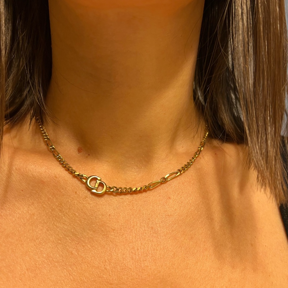 Dior Christian Dior Logo design Necklace CD Necklace Gold Plated